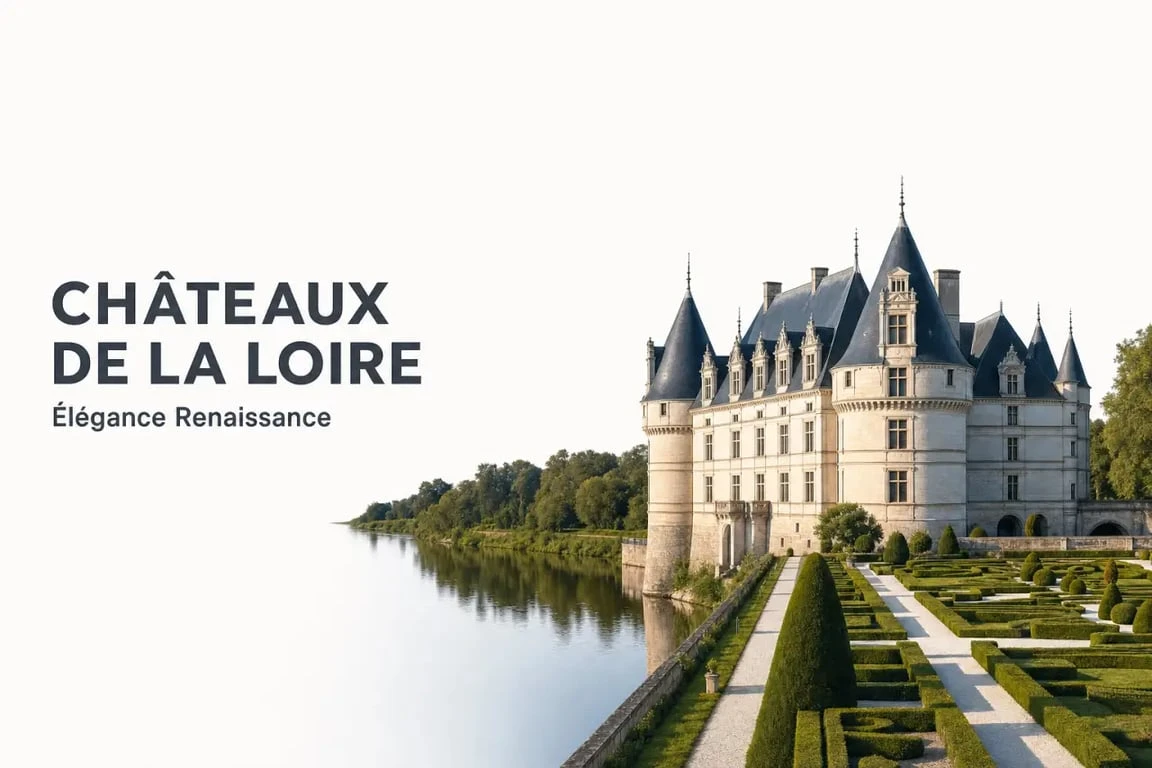 Château de la Loire à visiter : vue panoramique d’un château Renaissance de la vallée de la Loire au bord de l’eau