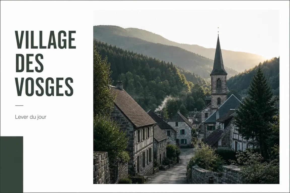 Les plus beaux villages des Vosges avec maisons traditionnelles et collines forestières