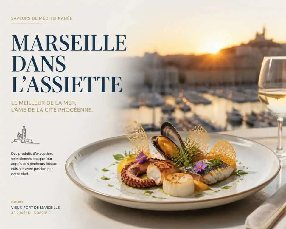 Plat gastronomique raffiné dans un restaurant étoilé à Marseille avec vue sur le Vieux-Port