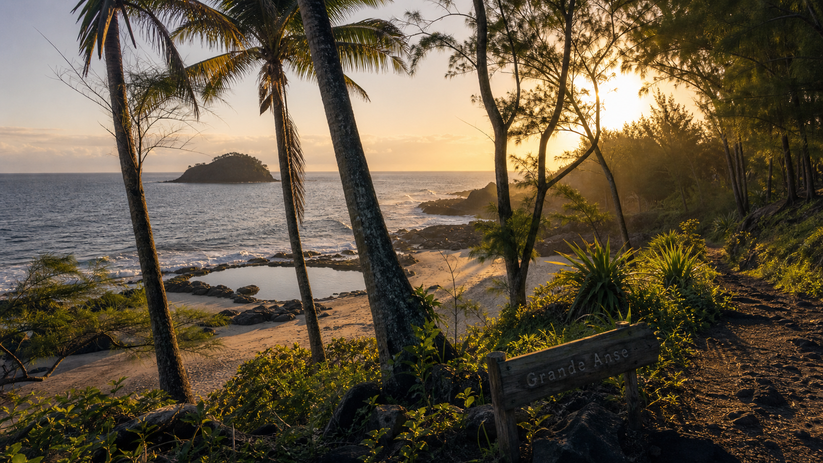 Petite île La Réunion : plage Grande Anse et îlot