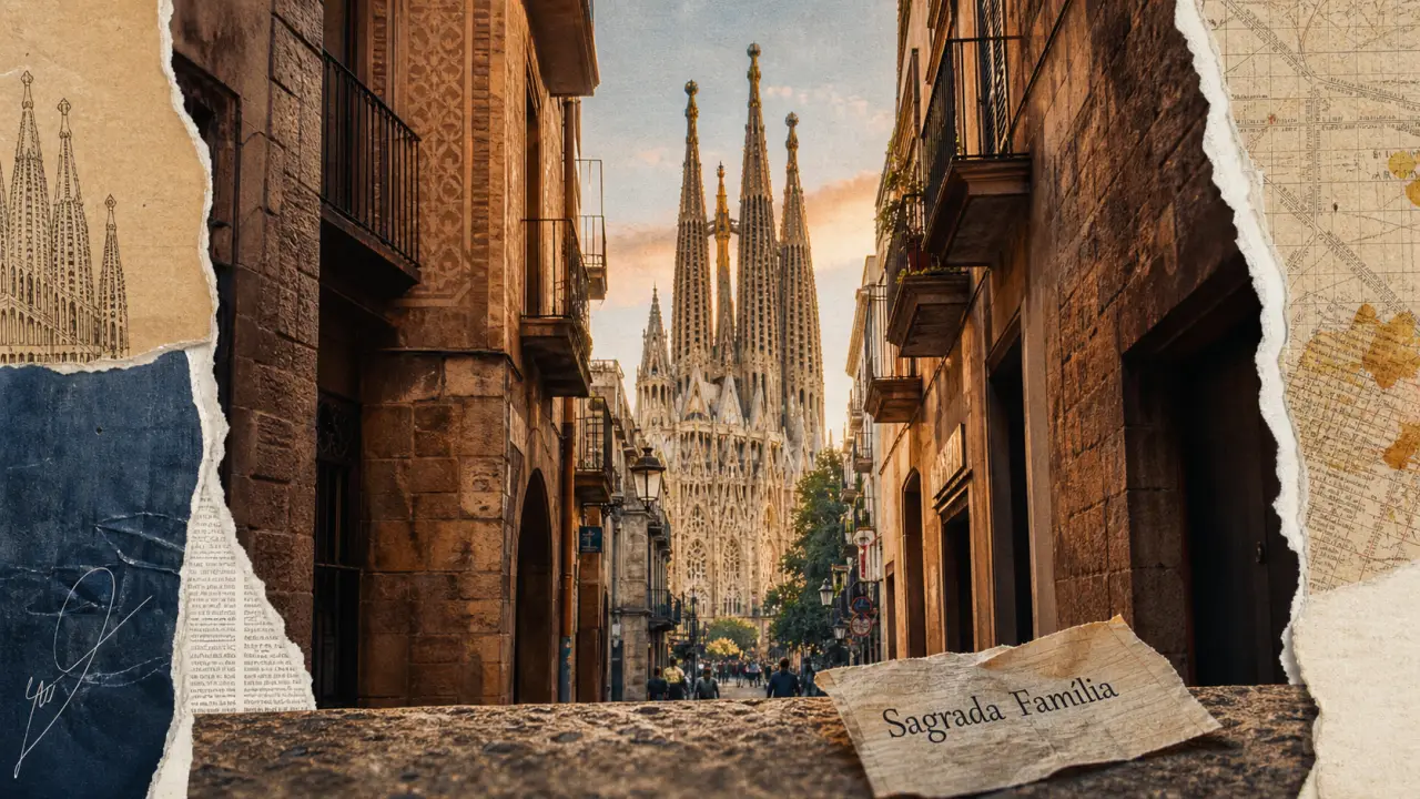 Que faire à Barcelone : Sagrada Família vue depuis le Quartier gothique