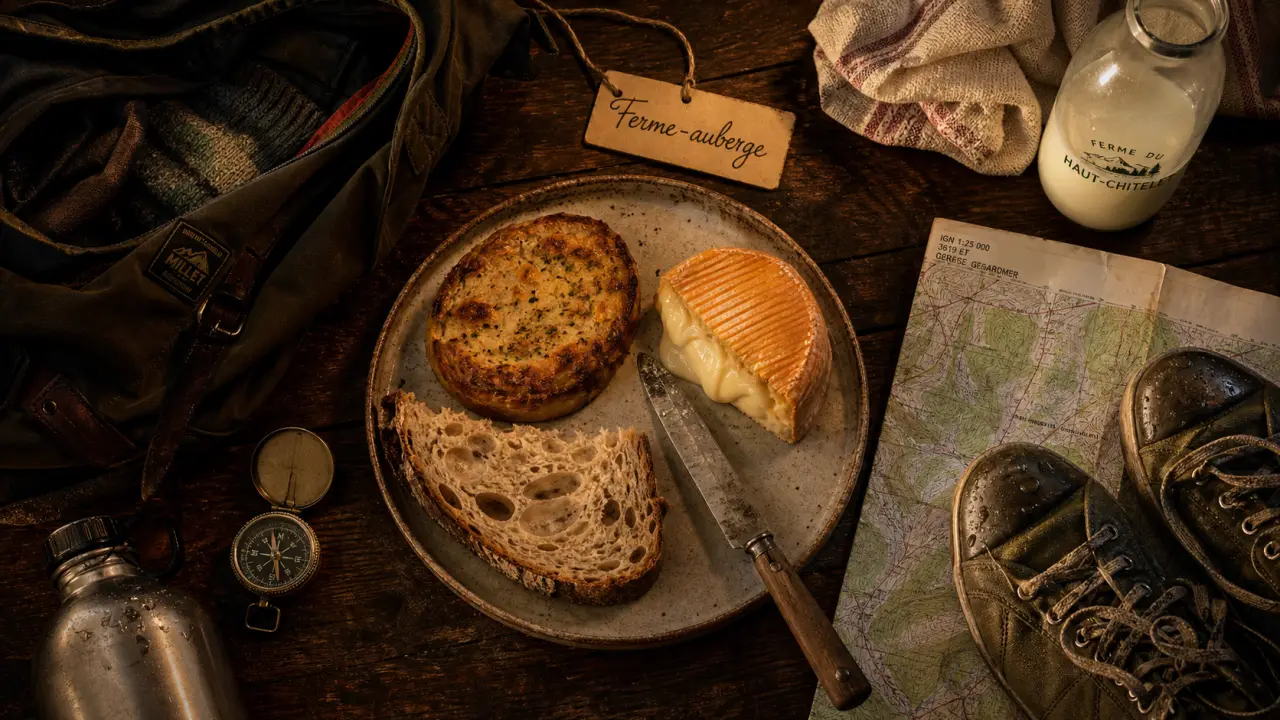 Randonnée vosges 2 jours ferme auberge : fromage, tourte et matériel de rando