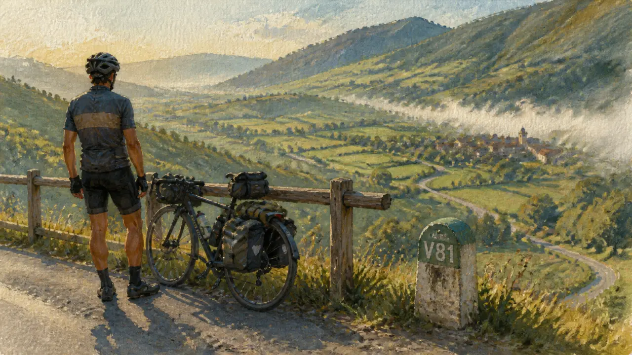 Cyclotourisme pyrenees : cycliste V81, vallée et col