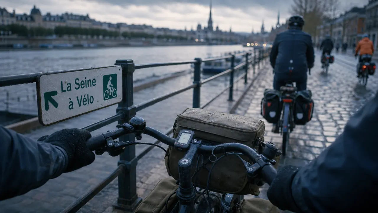 Cyclotourisme Rouen : cyclistes sur les quais de Seine à vélo