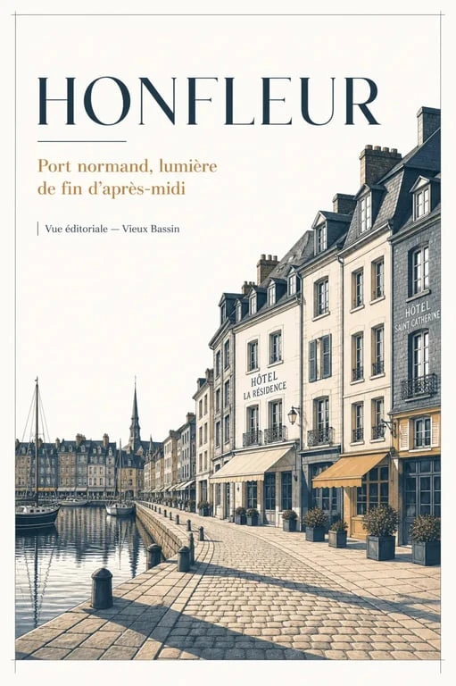 honfleur hôtels : panorama du port et des façades d’hôtels de charme