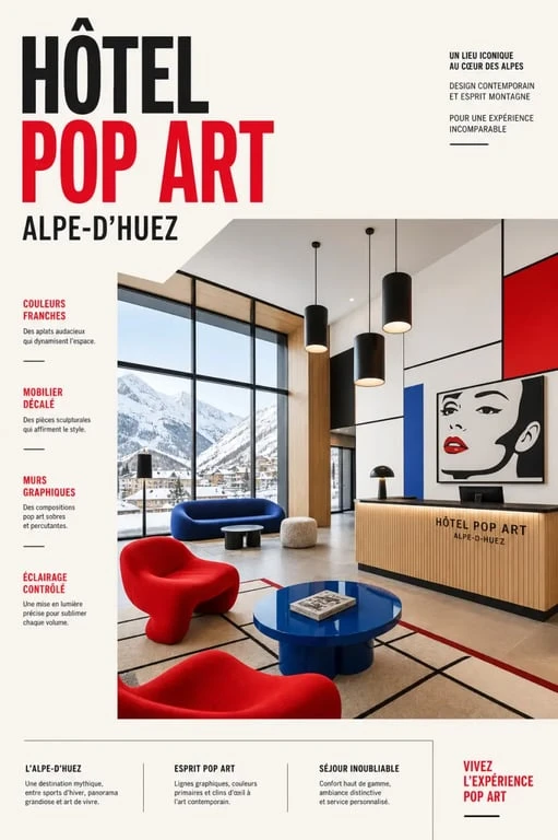 hôtels design l’Alpe-d’Huez : boutique-hôtel pop art coloré et graphique