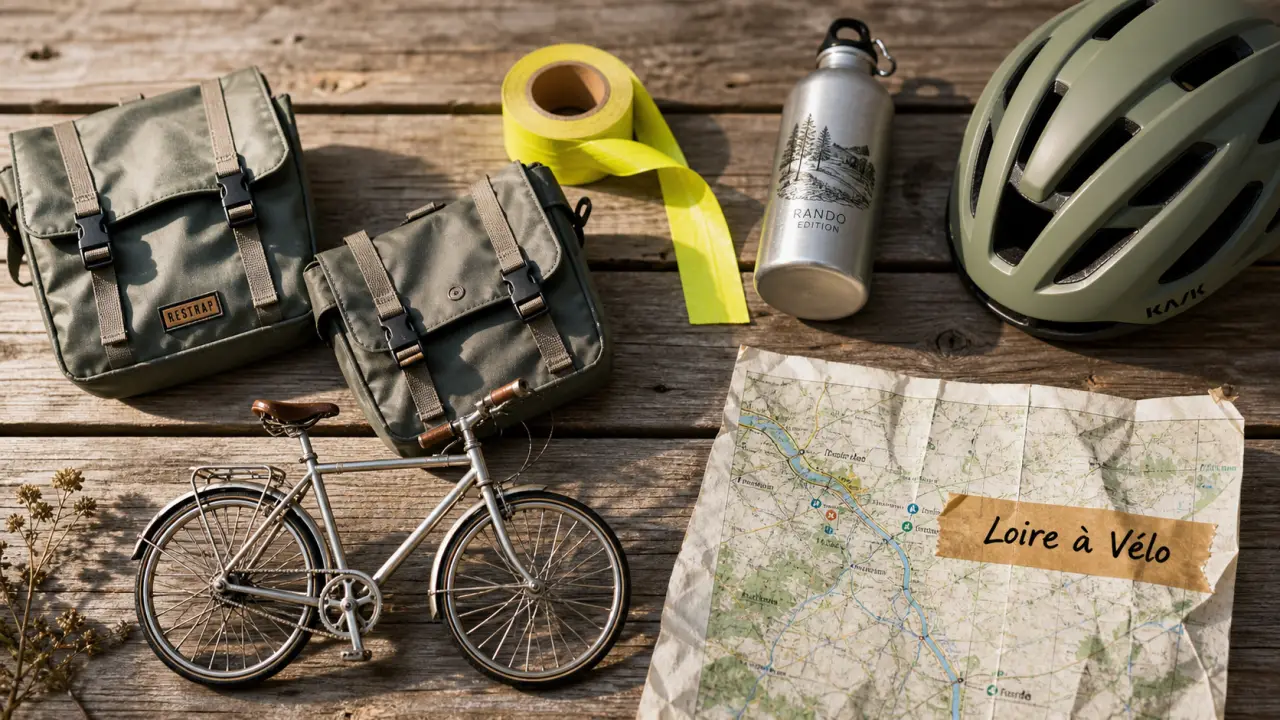 Loire velo : carte et vélo sur table, départ serein