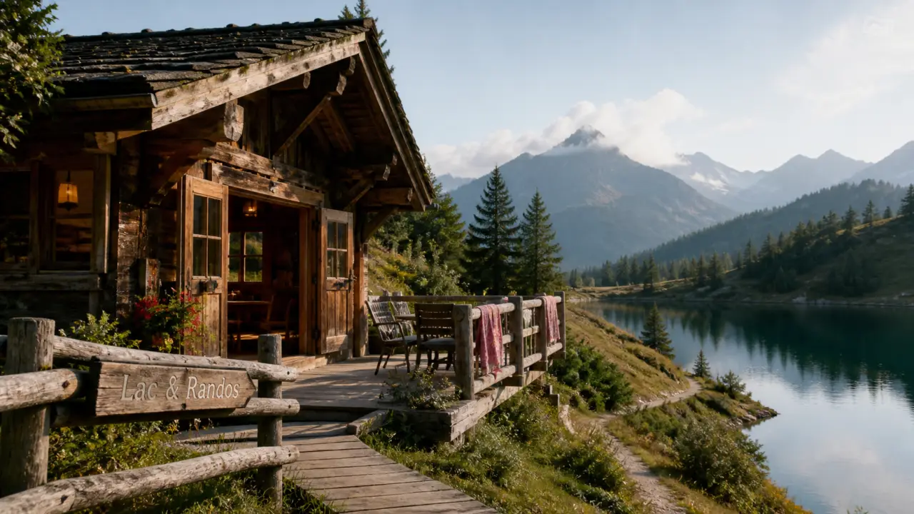 Séjour nature alpes : chalet au bord d’un lac alpin, terrasses et montagnes