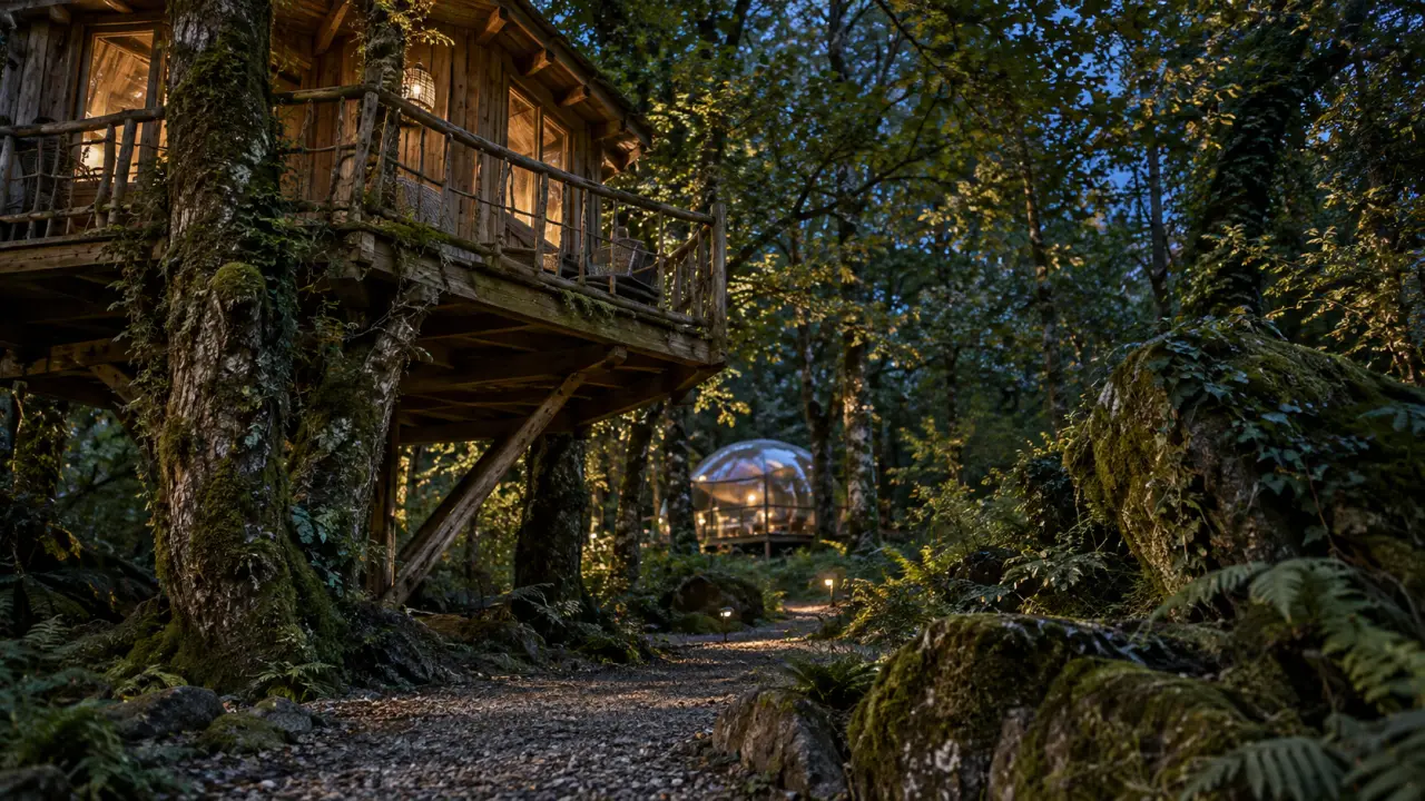Camping insolite Morbihan : cabane bois sur pilotis