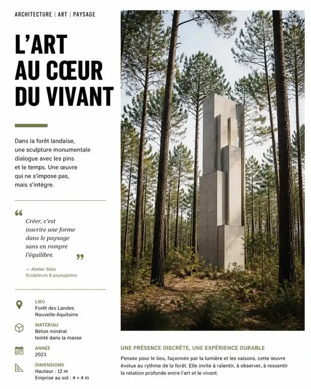 Sculpture monumentale dans la Forêt d'Art Contemporain des Landes de Gascogne