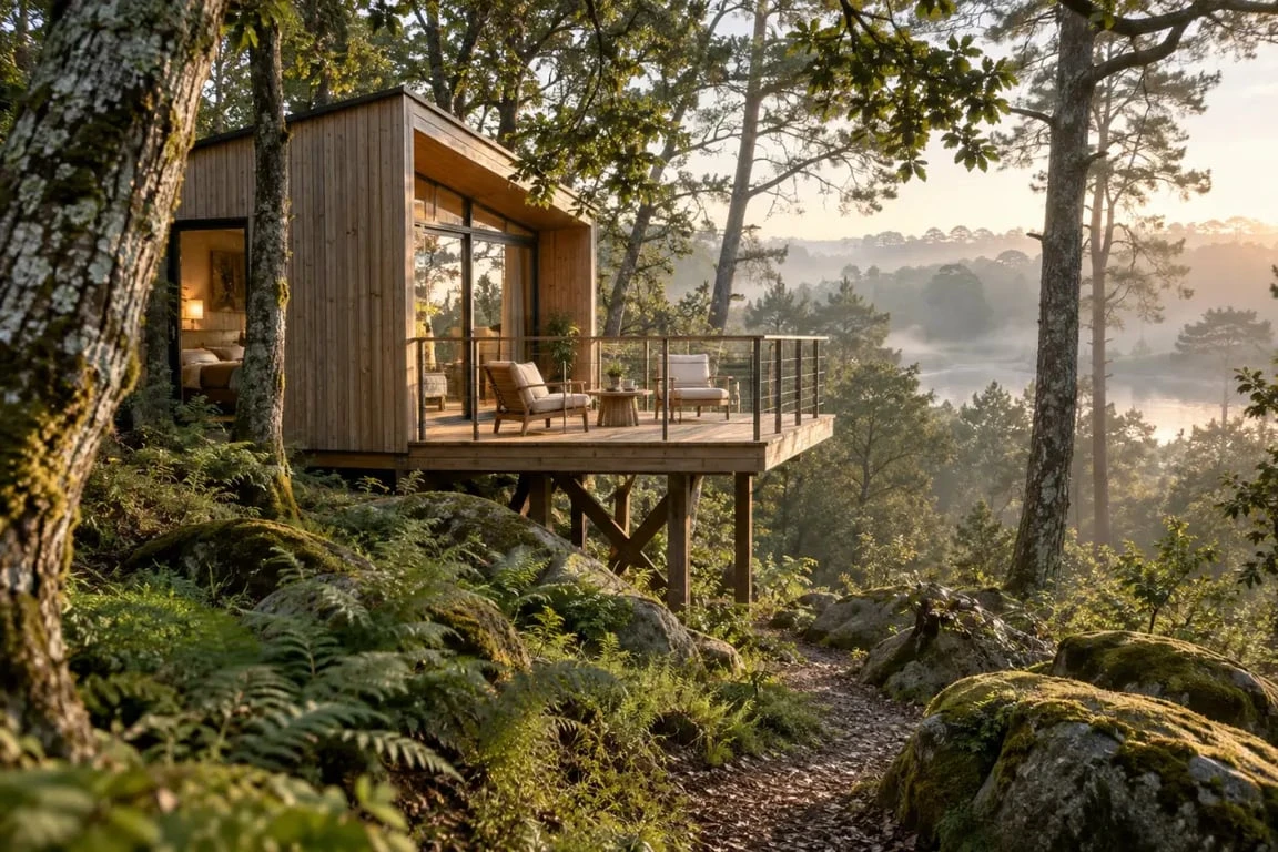 Camping insolite dans le Morbihan avec cabane en bois au cœur de la nature bretonne
