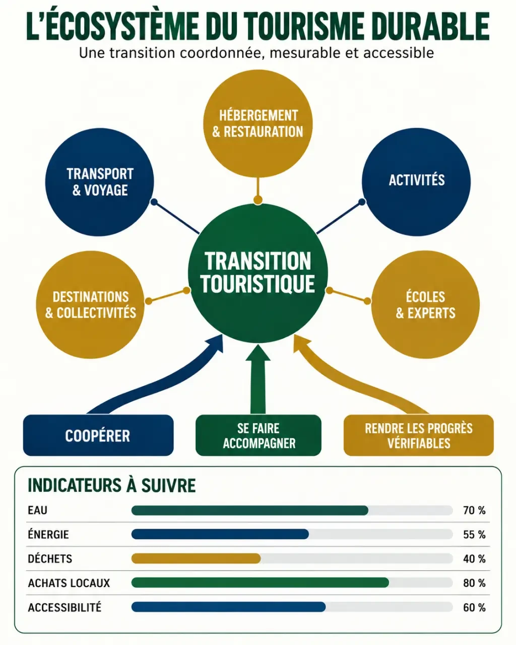 Infographie sur l’écosystème d’un acteur tourisme durable et ses leviers d’action