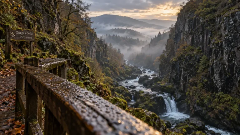 Lieux insolites cantal : Gorges de la Jordanne, rivière et brume